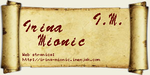Irina Mionić vizit kartica